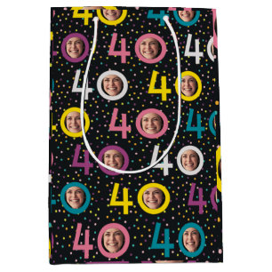 40. Geburtstag individualisiertes Foto Mittlere Geschenktüte