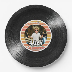 40. Geburtstag Individuelle Foto-Vinyl-Schallplatt Pappteller