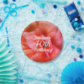 40. Geburtstag Individuelle Name Tropische Blume F Pappteller (Party)