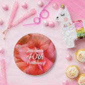 40. Geburtstag Individuelle Name Tropische Blume F Pappteller (Party)