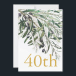 40. Geburtstag Italienischer Goldzweig Einladung<br><div class="desc">Ein 40. Geburtstag elegante persönliche Einladung zum Geburtstag. Das Alter kann für jedes Alter geändert werden,  nicht nur für 40. Die Informationen werden einfach auf Ihre eigenen,  individuellen Informationen geändert. Italienischer Olivenzweig in einer Reihe von Grüntönen mit etwas Goldtext. Einfache und elegante persönliche Einladung.</div>
