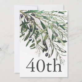 40. Geburtstag Italienischer Olivenzweig Elegant Einladung
