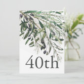 40. Geburtstag Italienischer Olivenzweig Elegant Einladung (Stehend Vorderseite)