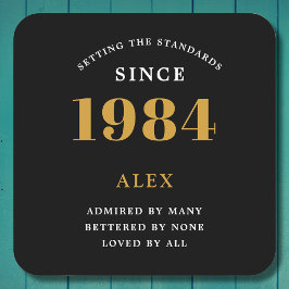 40. Geburtstag Jahr Schwarzes Gold Eleganter Chic Rechteckiger Pappuntersetzer