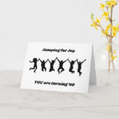 40. GEBURTSTAG JUMPING FÜR JOY KARTE (Gelbe Blume)