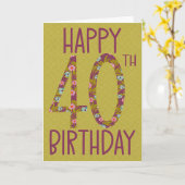 40. Geburtstag Karte (Gelbe Blume)