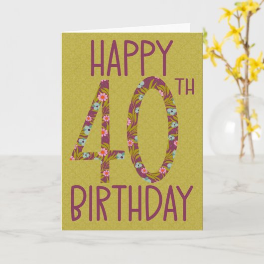 40. Geburtstag Karte (Gelbe Blume)