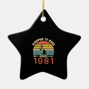40. Geburtstag - Keepin It Reel seit 1981 Retro Keramik Ornament