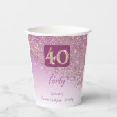 40. Geburtstag Klasse Falling Rose Gold Glitzer Pappbecher (Vorderseite)