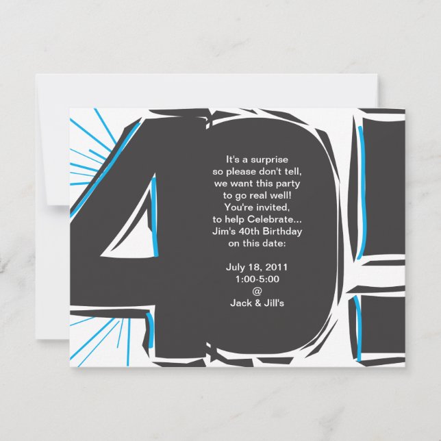 40. Geburtstag laden ein Einladung (Vorderseite)