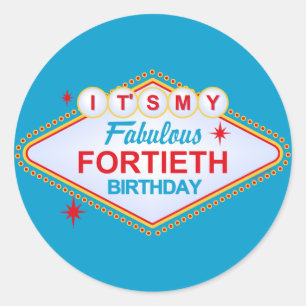 40. Geburtstag Las Vegass Runder Aufkleber