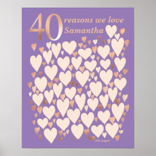 40. Geburtstag Lavender Rose 40 Gründe Poster