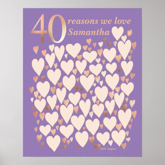 40. Geburtstag Lavender Rose 40 Gründe Poster (Vorne)