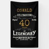 40. Geburtstag Legendary Black Gold Retro Banner (Vertikal)