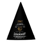 40. Geburtstag Legendary Black Gold Retro Partyhütchen (Vorderseite)