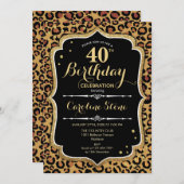 40. Geburtstag - Leopard Print Einladung (Vorne/Hinten)