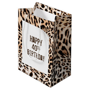 40. Geburtstag Leopard Print Mittlere Geschenktüte