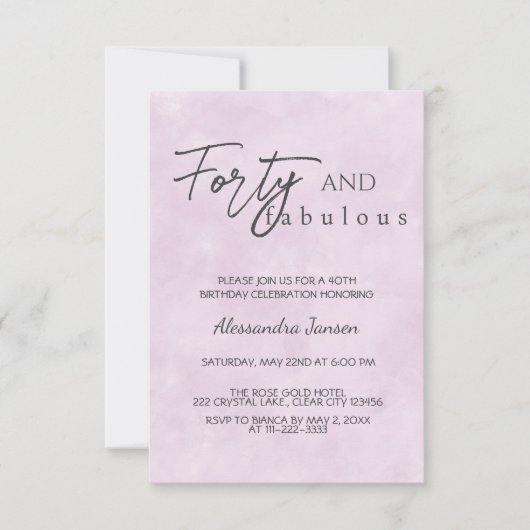 40. Geburtstag Lila Einladung (Vorderseite)
