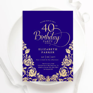 40. Geburtstag Lila Gold-Rose Einladung