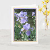 40. Geburtstag Lila Irises Eleganter Goldener Rahm Karte (Gelbe Blume)