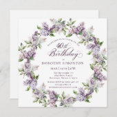 40. Geburtstag Lila Lilac Spring Blume Square Einladung (Vorne/Hinten)