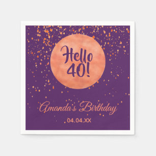 40. Geburtstag lila Rose Gold Konfetti Hallo 40 Serviette