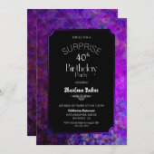 40. Geburtstag Lila und Black Surprise Party Einladung (Vorne/Hinten)