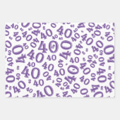 40. Geburtstag Lila- und Weißnummernmuster 40 Geschenkpapier Set (Vorderseite 3)