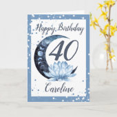 40. Geburtstag Lotus Blume Blue Karte (Gelbe Blume)