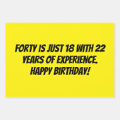 40. Geburtstag lustiger Alterswitz Geschenkpapier Set (Vorderseite 3)