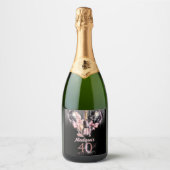 40. Geburtstag Luxuriöse Rose Wein Schaumweinetikett (Vorderseite)