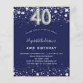 40. Geburtstag Marine blau Silber Einladung Flyer (Vorne)