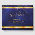 40. Geburtstag Marine blaue Goldkonfetti Gästebuch<br><div class="desc">Ein 40. Geburtstag Party Gästebuch für ihn,  Junge,  Typ in dunkelblau,  marineblau. Die blaue Farbe ist ungleichmäßig. Mit einem goldenen Rahmen und goldenen Konfetti-Imitat sprinkle,  goldfarbene Buchstaben. Spine: Fügen Sie Ihren eigenen Text hinzu.</div>