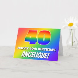 40. Geburtstag: mehrfarbiges Regenbogenmuster # 40 Karte