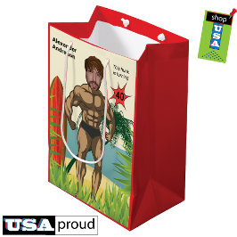 40. Geburtstag 💪 🤣 Mens Funny Bodybuilder Muscle Mittlere Geschenktüte