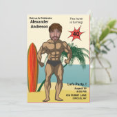 40. Geburtstag Mens New Funny Bodybuilder Muscle Einladung (Stehend Vorderseite)