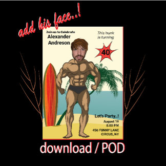 40. Geburtstag Mens New Funny Bodybuilder Muscle Einladung