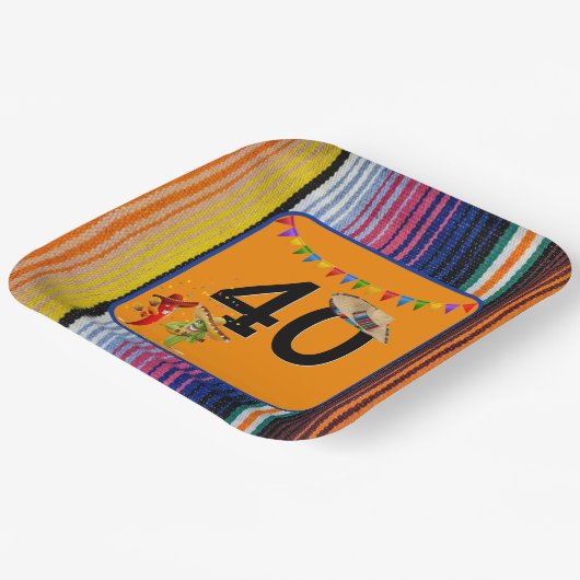 40. Geburtstag mexikanisches Design Pappteller (Gewinkelt)