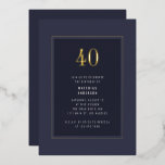 40. Geburtstag Minimal Eleganter Dunkler Goldrahme Folieneinladung<br><div class="desc">40. Geburtstag Minimal Elegant Lila Gray Gold Rahmen Foil Geburtstagsparty Einladung</div>