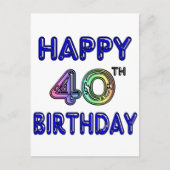 40. Geburtstag mit Ballon Schriftart Postkarte (Vorderseite)