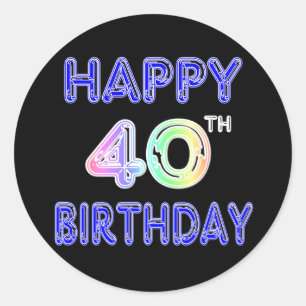 40. Geburtstag mit Ballon-Schriftart Runder Aufkleber