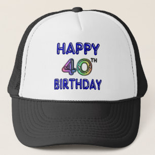 40. Geburtstag mit Ballon-Schriftart Truckerkappe