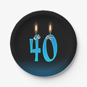 40. Geburtstag mit hellen Kerzenzahlen Pappteller