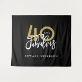 40. Geburtstag modern schwarz und gold stilvoll Wandteppich (Vorderseite (Horizontal))