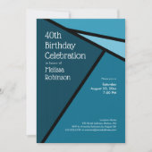 40. Geburtstag Moderne Aquamarine geometrische For Einladung (Vorderseite)