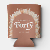 40. Geburtstag moderne Bogen Pampas Gras Terrakott Dosenkühler (Rückseite)