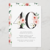 40. Geburtstag Moderne Rose Goldgrün Einladung (Vorne/Hinten)