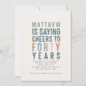 40. Geburtstag moderne rustikale Klassik Typografi (Vorderseite)