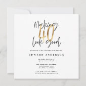 40. Geburtstag moderne Schwarz-Gold-Foto-Collage (Rückseite)