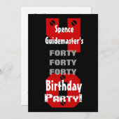 40. Geburtstag Moderne Schwarz-Weiß-Rivets B475 Einladung (Vorne/Hinten)